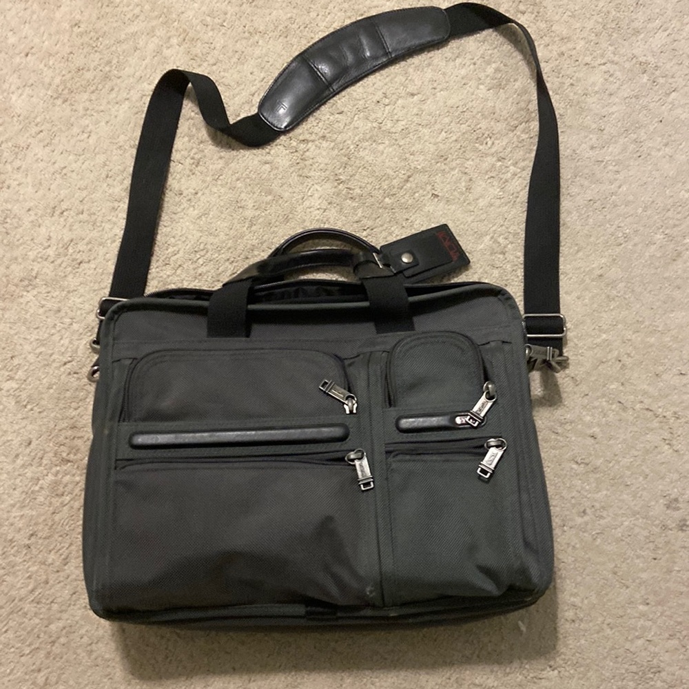Grey Tumi computer bag